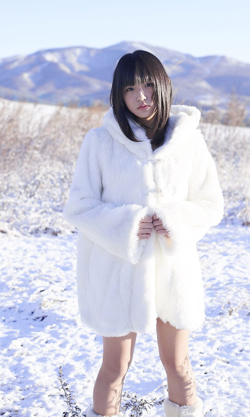 Nana Asakawa, snow, dark hair, winter, Asian, women, women outdoors, model, Japanese women, Japanese, HD phone wallpaper