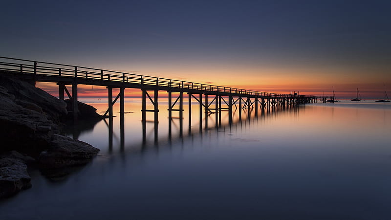 Beautiful ocean pier at sunset-Windows 10, HD wallpaper