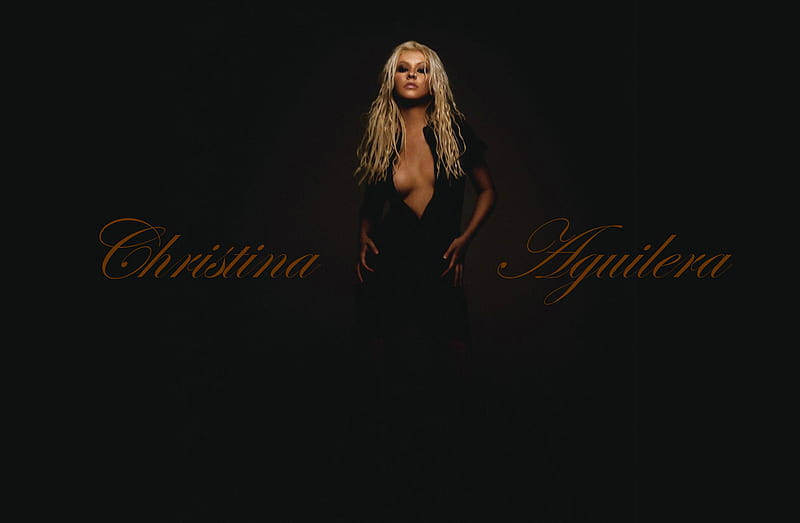 Christina Aguilera, cute, aguilera, babe, female, dark, christina, black, HD wallpaper
