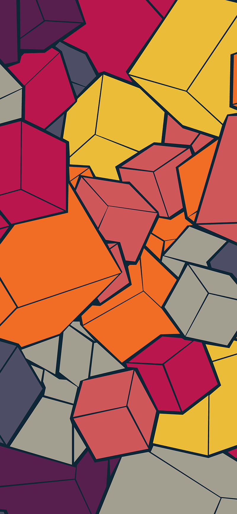 Cubes , 3 dimensional, 3d, abstract, aesthetic, colartive, colorful, flat colors, minimal, pattern, HD phone wallpaper