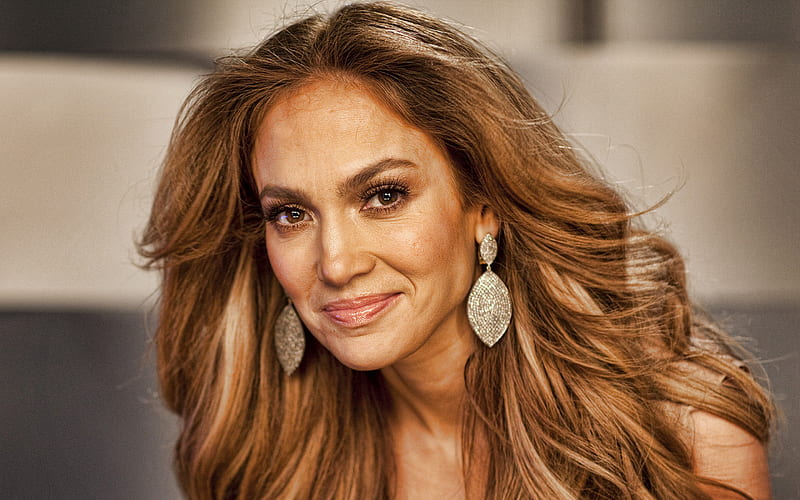 Jennifer Lopez, hoot, portrait, american singer, JLo, smile, makeup, beautiful brown eyes, HD wallpaper