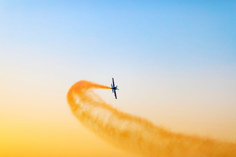 Airplane Throwing Yellow Smoke Flight , airplane, smoke, flight, HD wallpaper
