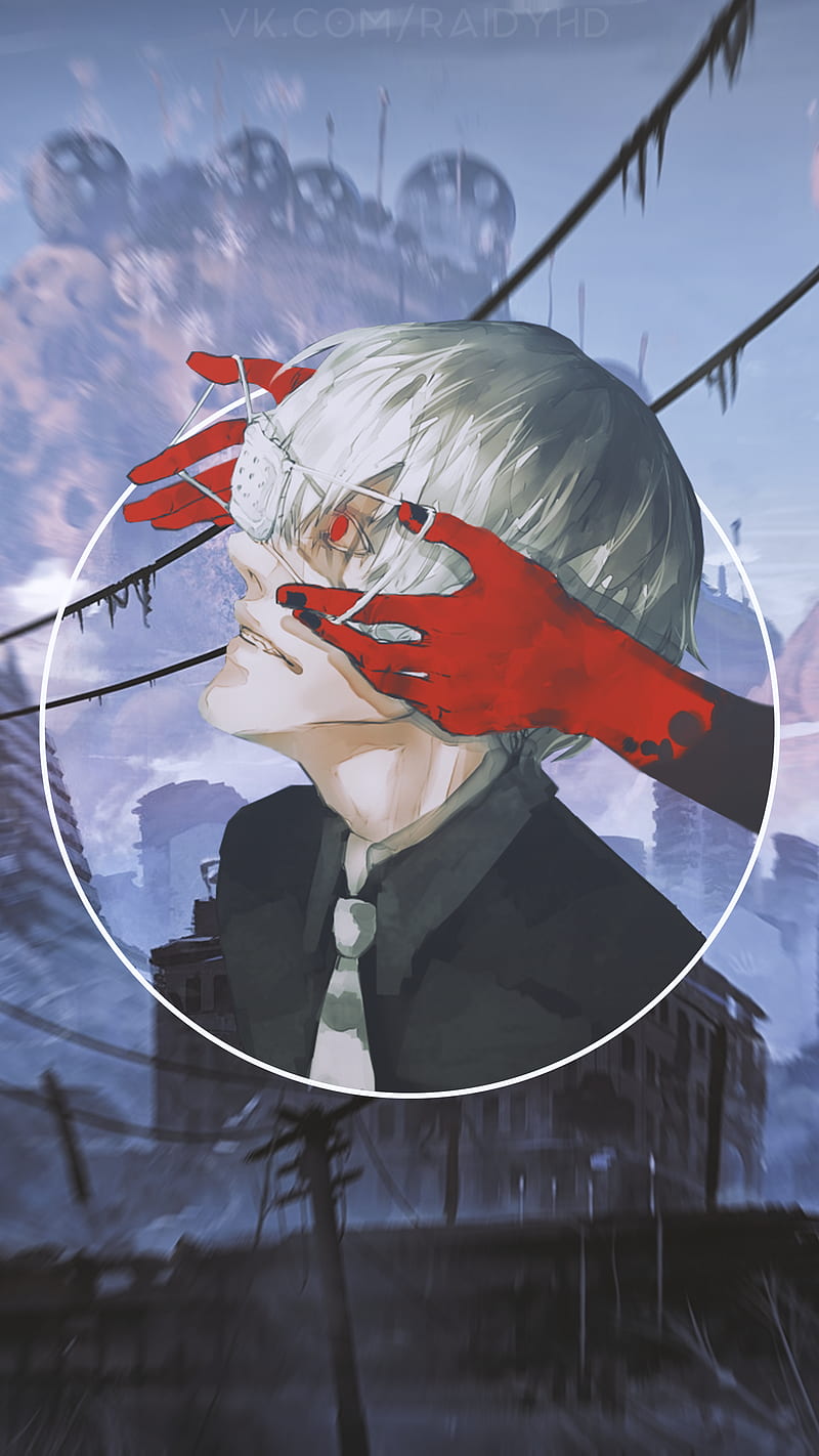 Ken Kaneki Red Eye Eyepatch Tokyo Ghoul 4K Phone iPhone Wallpaper