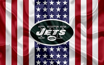 New York Jets, American football club, creative 3D logo, green background,  3d emblem, HD wallpaper