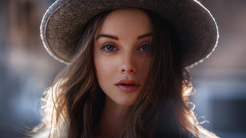 Gorgeous Girl Wearing Hat, girls, model, hat, HD wallpaper