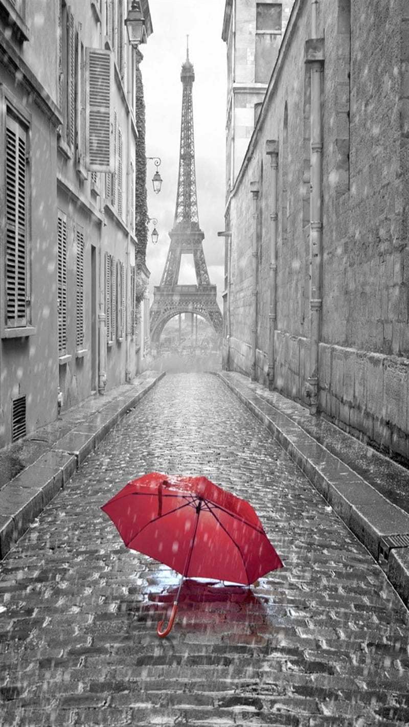 Eifel tower, love, nature, rain, HD phone wallpaper