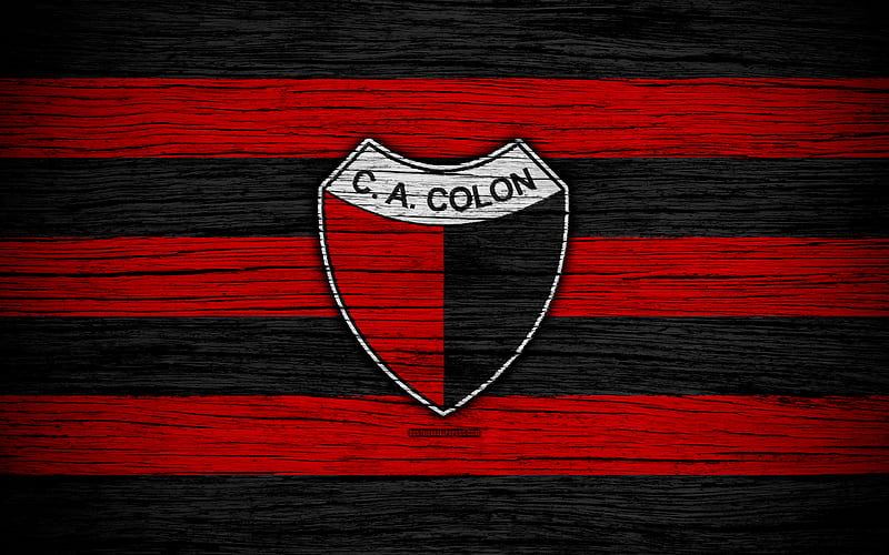 Colon Santa Fe Superliga, logo, AAAJ, Argentina, soccer, Colon Santa Fe FC, football club, wooden texture, FC Colon Santa Fe, HD wallpaper