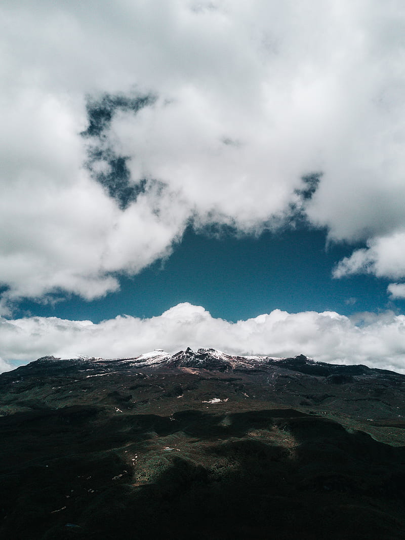 mountains, clouds, landscape, foothills, peak, HD phone wallpaper