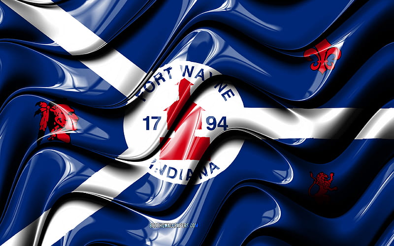 Fort Wayne flag United States cities, Indiana, 3D art, Flag of Fort Wayne, USA, City of Fort Wayne, american cities, Fort Wayne 3D flag, US cities, Fort Wayne, HD wallpaper