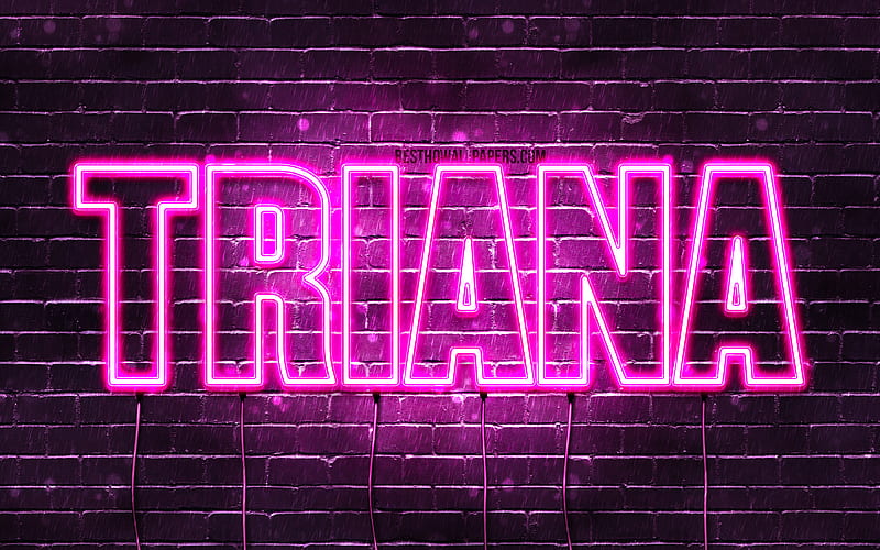 Triana with names, female names, Triana name, purple neon lights, Happy Birtay Triana, popular spanish female names, with Triana name, HD wallpaper