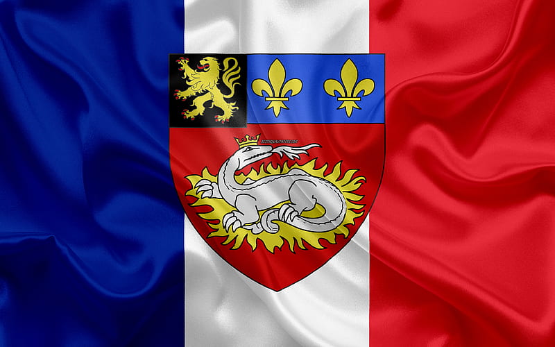 Coat of Arms of Le Havre Flag of France, silk texture, French city, Le Havre, France, symbolism, French flag, Europe, HD wallpaper