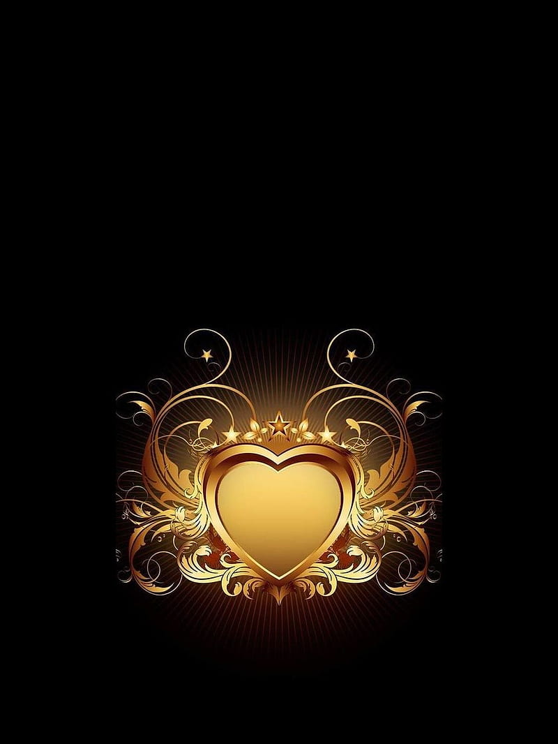 Golden Heart, art, black, gold, heart, love, nice, HD phone wallpaper |  Peakpx