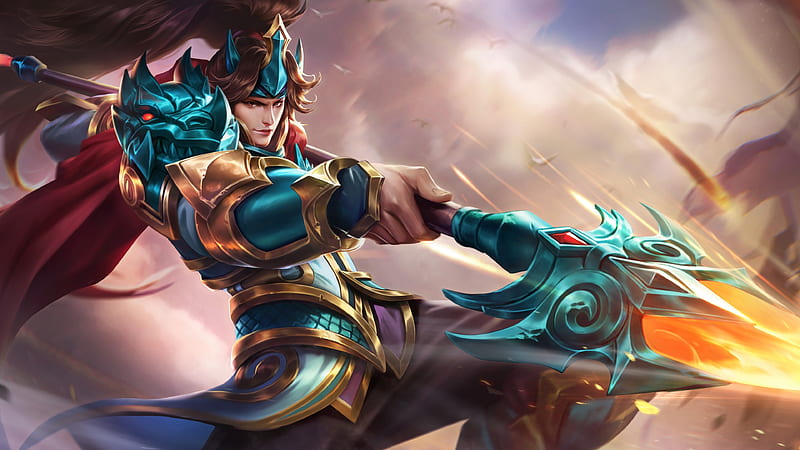 Zilong, fantasy, warrior, blue, mobile legends, man, HD wallpaper