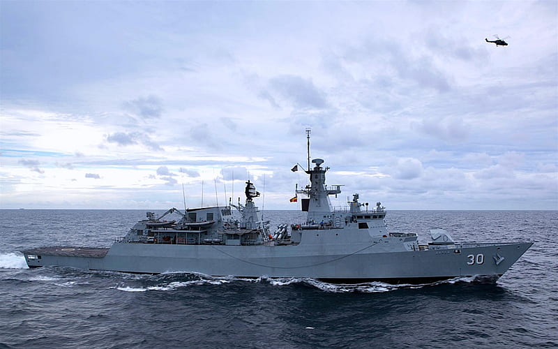 KD Lekiu, FFGH 30, frigate, F30, warship, Navy of Malaysia, Lekiu-class frigates, Royal Malaysian Navy, Type F2000 frigate, HD wallpaper
