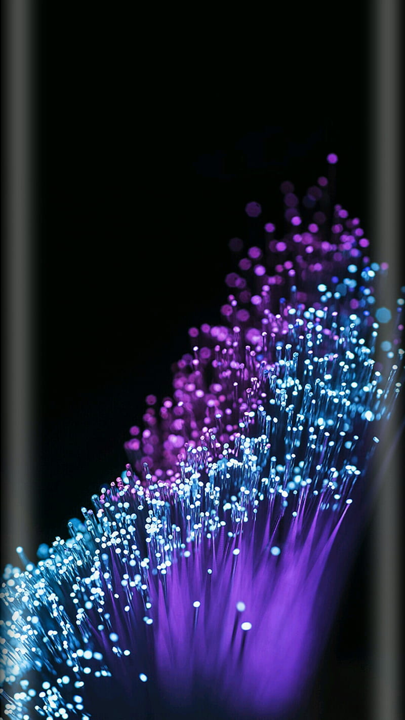 Fiber optic, abstract, black, dark, edge, ios, iphone, light, purple, s7, s8, violet, HD phone wallpaper