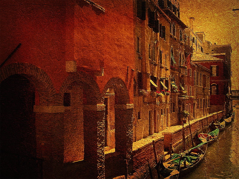 Old Venice, canal, water way, buildings, venice, gandola, old, HD wallpaper