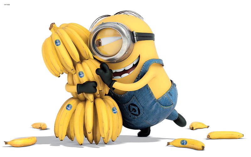 Minion Bananas, banana, minions, cartoons, HD wallpaper