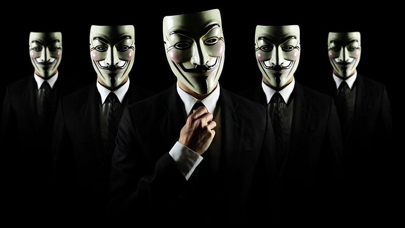 Anonymous, anononymous, masks, Anons, suits, hackers, internet, HD wallpaper