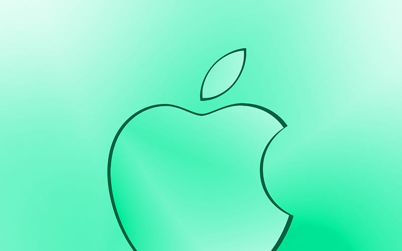 Apple turquoise logo, creative, turquoise blurred background, minimal ...