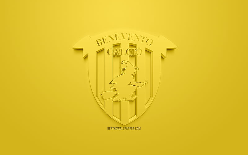 Benevento Calcio, creative 3D logo, yellow background, 3d emblem, Italian football club, Serie B, Benevento, Italy, 3d art, football, stylish 3d logo, HD wallpaper