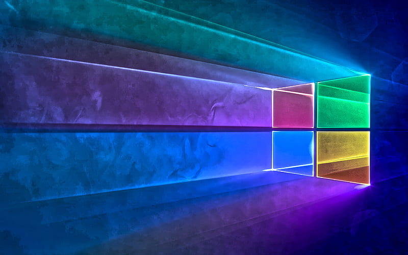 Windows 10 abstract logo blue backgrounds, creative, Windows 10 logo, operating Systems, Windows 10 colorful logo, Windows 10, HD wallpaper