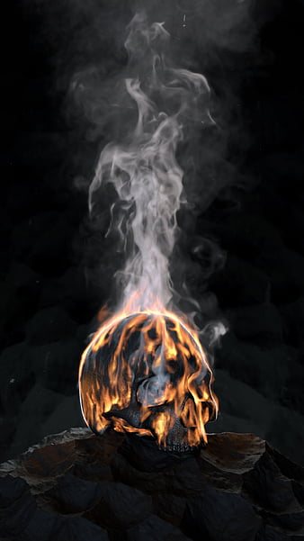 Fire Skull 1, 3d, art, black, dark, ghost rider, iphone, orange, smoke, HD  phone wallpaper | Peakpx