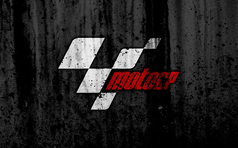 MotoGP logo, grunge, black background, MotoGP logo, HD wallpaper