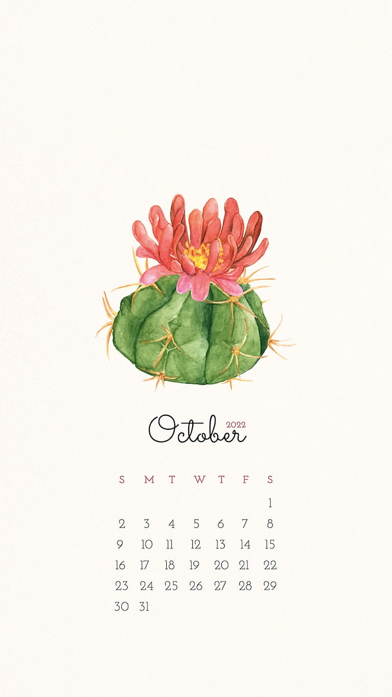 Cactus October 2022 monthly calendar, HD phone wallpaper