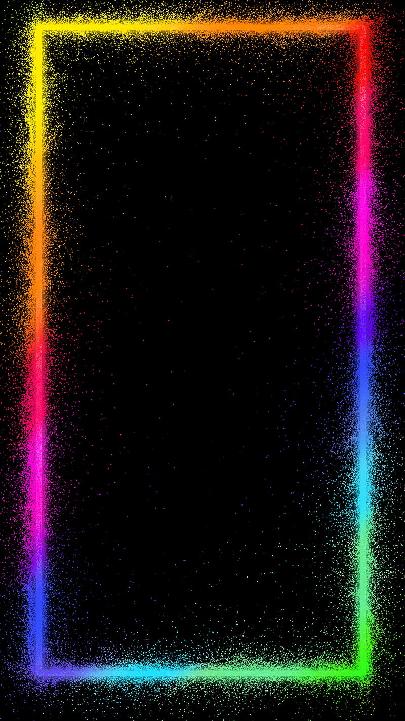 Rainbow borders, amoled, black, color, frame, laser, lgbt, neon, shine, sparkle, HD phone wallpaper