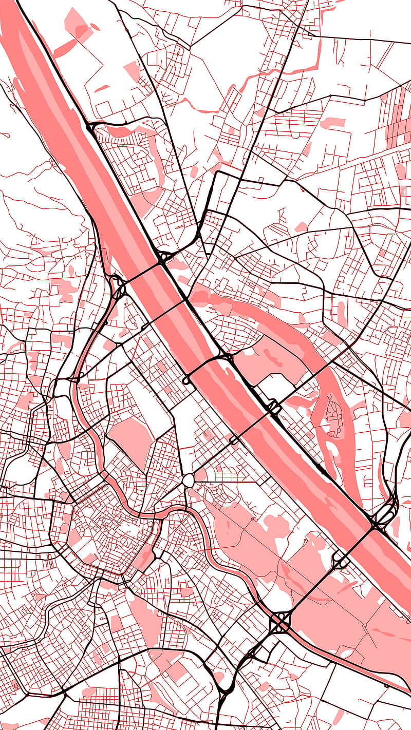 Vienna City Map, Austria, City, Digital, DimDom, Europe, Map, Maps, Streets, Travel, Vienna, World city, design pink red, romantic, trip, HD phone wallpaper
