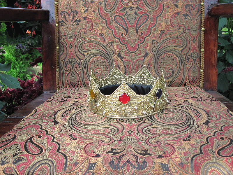 The crown, Chair, red, Crown, graphy, Gold, HD wallpaper