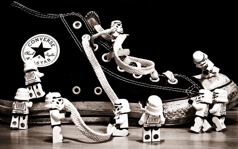 Storm Trooper Converse, black and white, converse, star wars, strom troopers, HD wallpaper