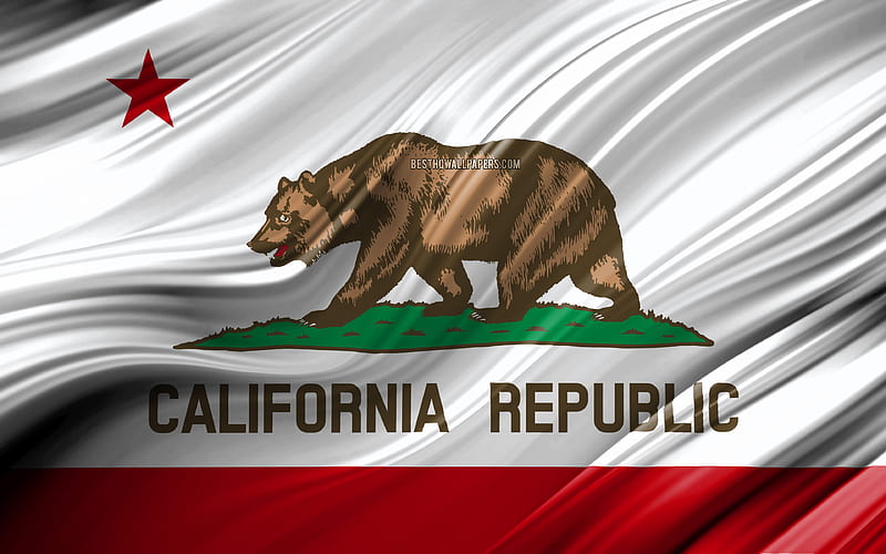 California flag, american states, 3D waves, USA, Flag of California, United States of America, California, administrative districts, California 3D flag, States of the United States, HD wallpaper