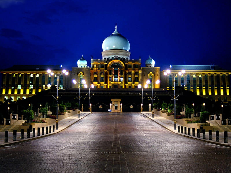 Perdana Putra Complex (Prime Minister's office),Malaysia, kuala lumpur, malaysia, office, view, putra jaya, prime minister, night, HD wallpaper