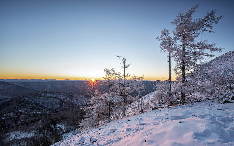 Northeast Winter Daxinganling Sunrise, HD wallpaper