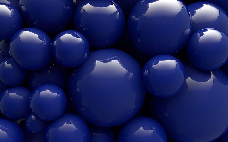 Blue 3D balls, creative 3D texture with balls, 3D art, blue creative background, HD wallpaper