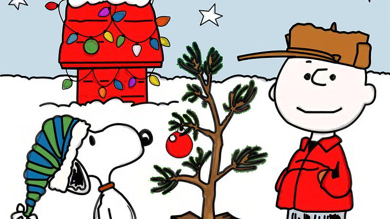 Snoopy Is Standing With Boy Near Tree Snoopy Christmas, HD wallpaper