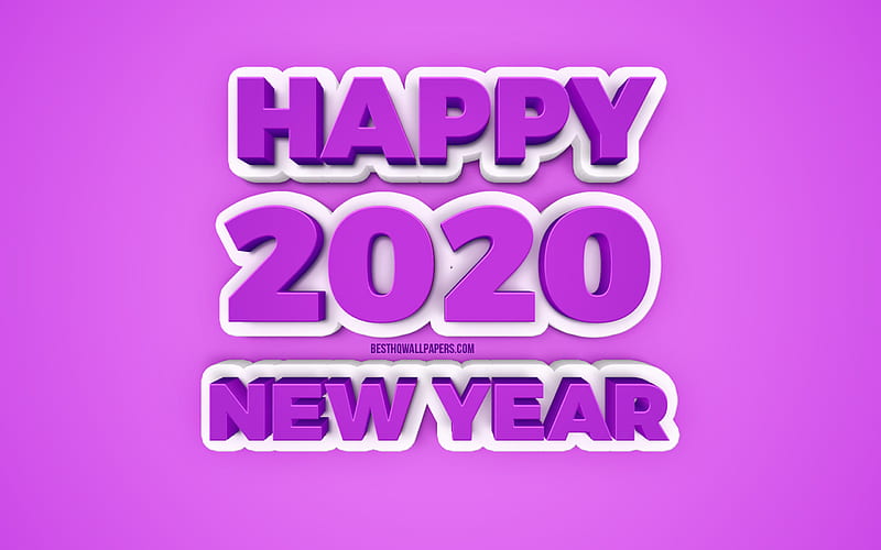 2020 purple background, 2020 year concepts, happy new year 2020, creative 3d art, 2020, purple background, 2020 concepts, HD wallpaper