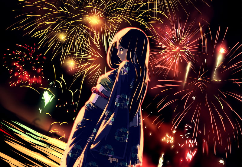 Come with me to see the fireworks please, cute, anime, fireworks, sexy ...