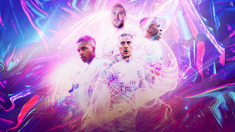 Soccer, Real Madrid C.F., Sergio Ramos, Eden Hazard, Vinícius Júnior, Rodrygo Goes, HD wallpaper