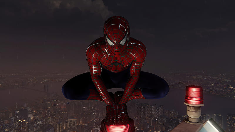 Spiderman On Top, spiderman, superheroes, HD wallpaper