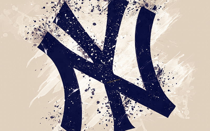 New York Yankees grunge art, logo, american baseball club, MLB, white background, emblem, New York, USA, Major League Baseball, American League, creative art, HD wallpaper