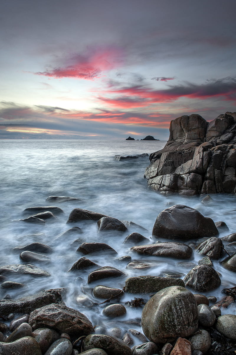 coast, rocks, stones, sea, water, HD phone wallpaper