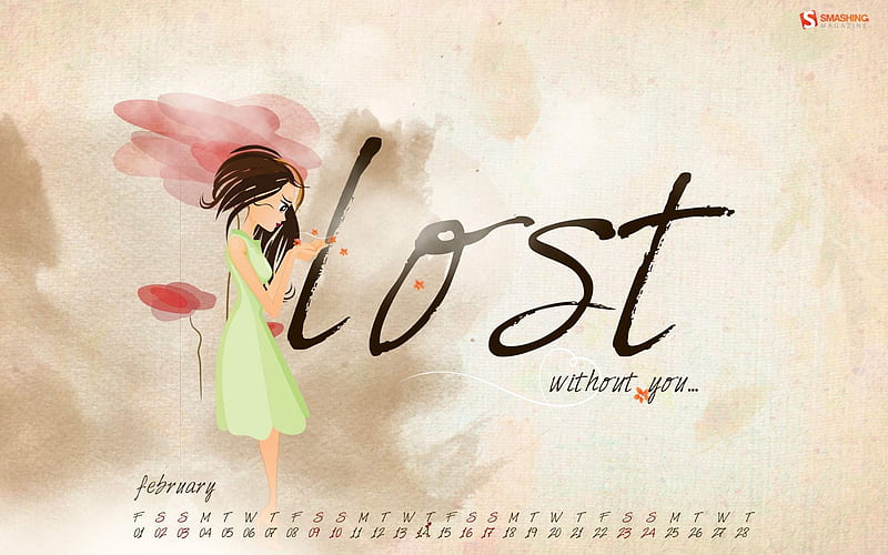 Lost Without You-February 2013 calendar themes, HD wallpaper