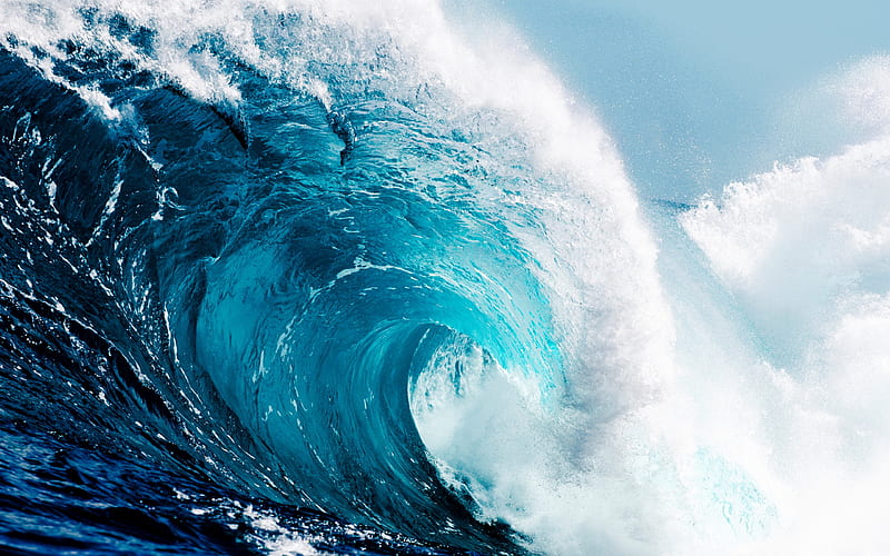 tsunami, big wave, ocean, waves, water, HD wallpaper