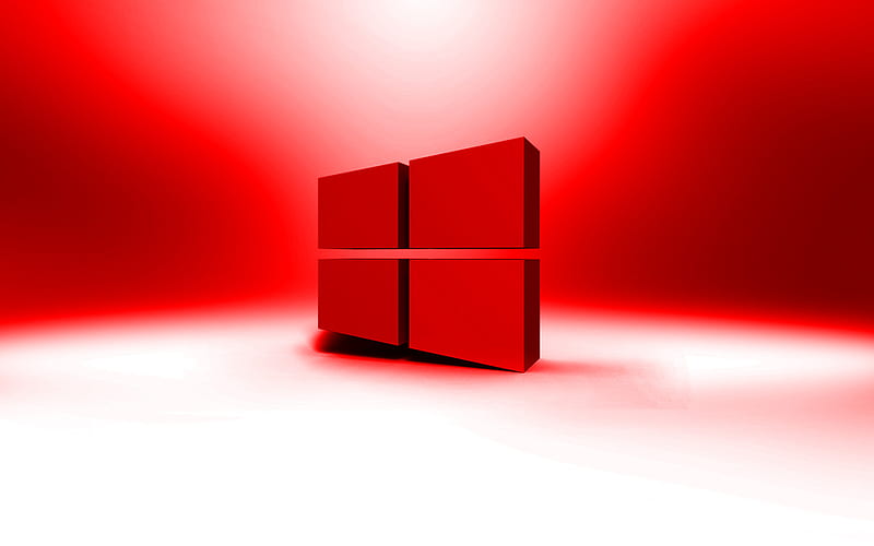 Windows 10 red logo, creative, OS, red abstract background, Windows 10 3D logo, brands, Windows 10 logo, artwork, Windows 10, HD wallpaper
