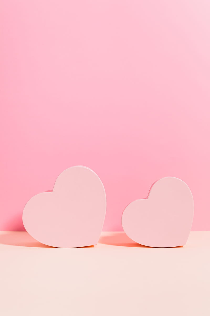 Pink Heart Illustration on Pink Background, HD phone wallpaper