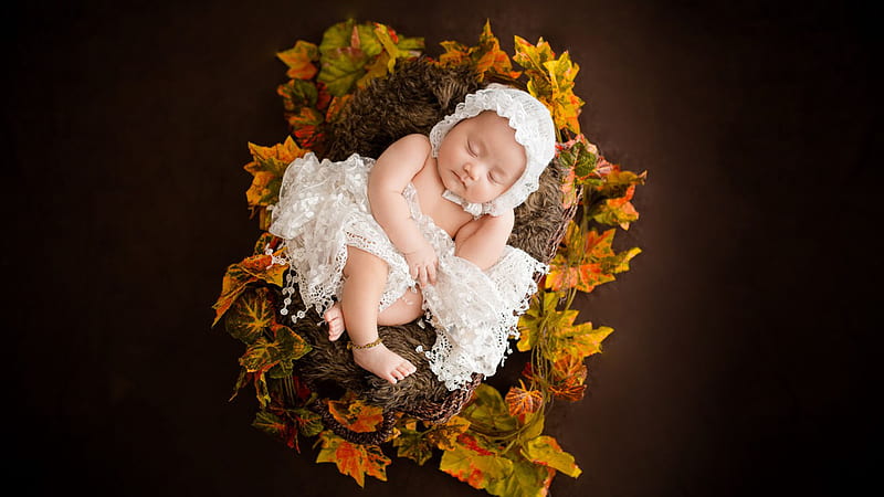 Cute Baby Child Is Sleeping On Hemp Rope Covered With White Netted Cloth Cute, HD wallpaper
