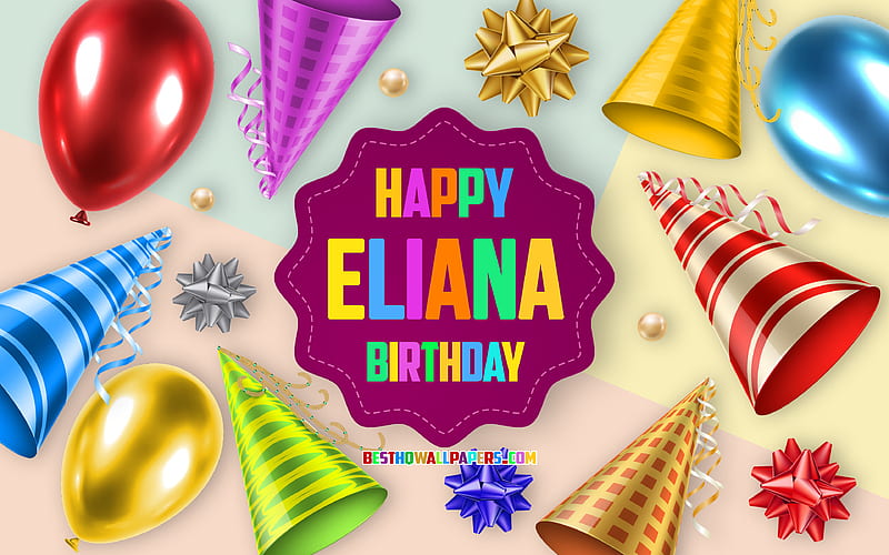 Happy Birtay Eliana, Birtay Balloon Background, Eliana, creative art, Happy Eliana birtay, silk bows, Eliana Birtay, Birtay Party Background, HD wallpaper