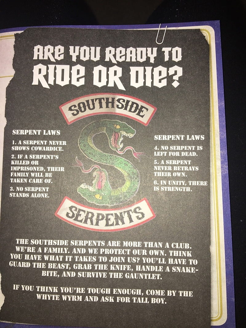 Serpent laws, moter cycle gang, riverdale, southside serpents, HD phone wallpaper